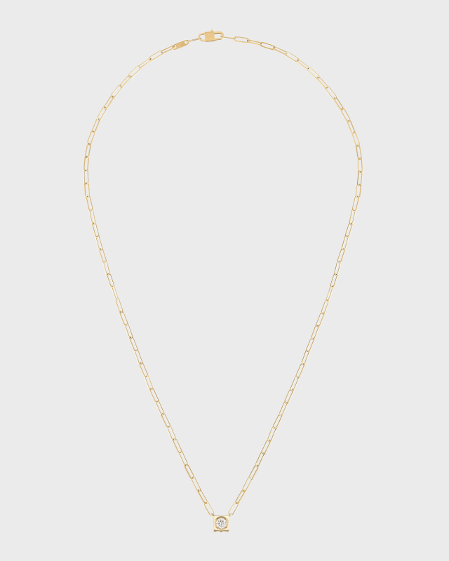 Yellow Gold Le Cube Large Diamond Pendant Necklace